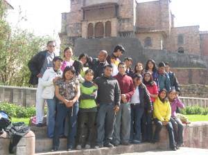 My ESL students at ICPNA in front of the Qoricancha in Cusco, Peru