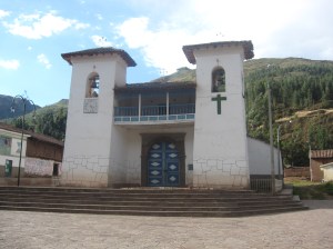 The main square in Huasao, Peru