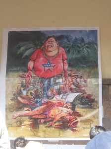 Alan Garcia cartoon, protest in Cusco