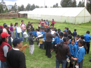 Handing out Christmas gifts